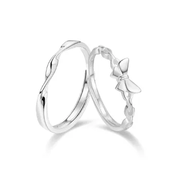 WANLIACC S925 Silver Mobius Butterfly Couple Rings Unisex
