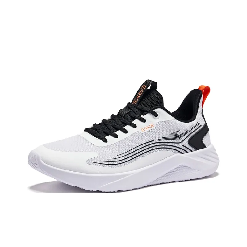 Erke Cushioning Breathable Low-Top Casual Running Shoes Men's White Black-2