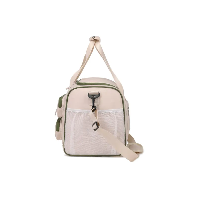 ZUOFEIFAN Nylon Crossbody Bag Travel Bag Women's Beige With Green-3