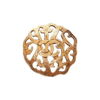 CHANEL 1980 1990 Plated Cc Filigree Brooch Costume Brooch