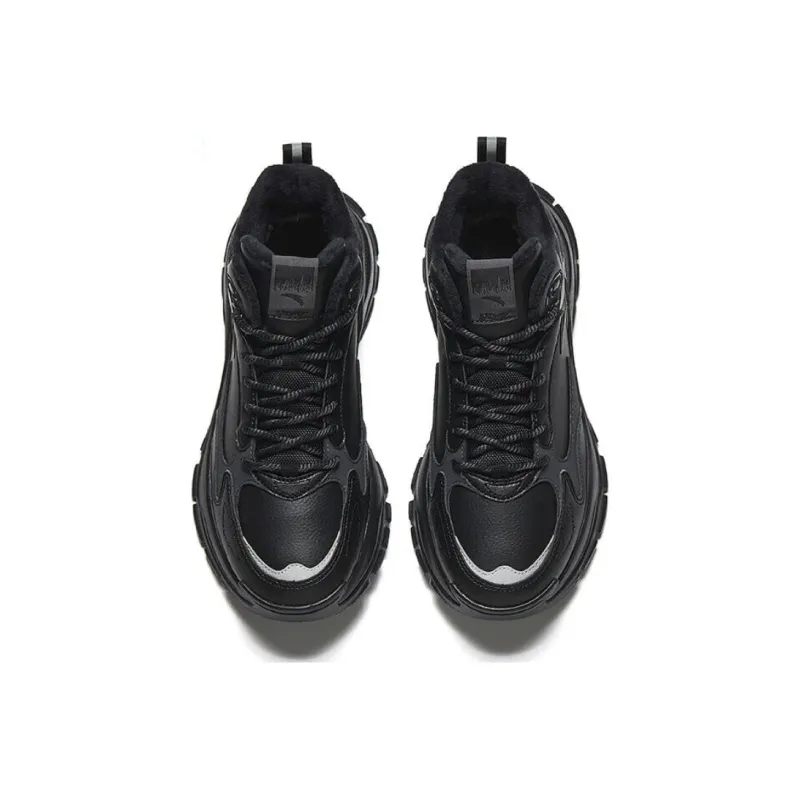 Anta Slip Resistant Warm High Top Casual Shoes Men's Black Gray-2