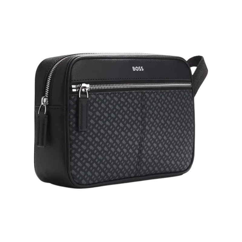 HUGO BOSS Recycled Leather Toiletry Bag Men's Black-1