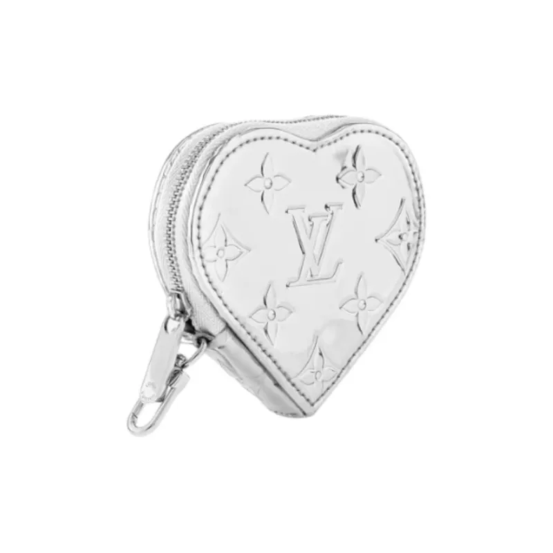 LOUIS VUITTON Heart Coin Purse Silver-1
