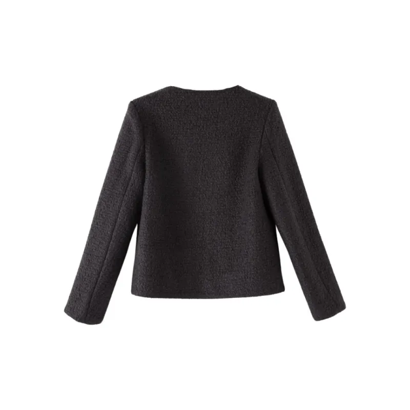 Late White Chanel Inspired Coats Women's Dark Gray-1