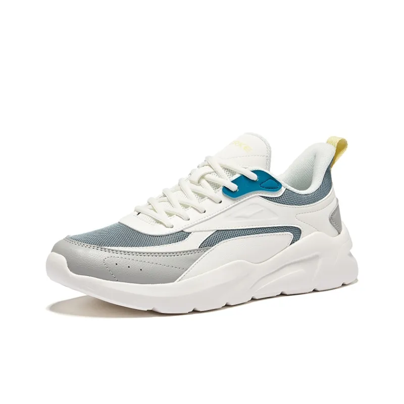 Erke Qiuyue Cushioning Wear-Resistant Low-Top Casual Shoes Men's Pale Blue Microcrystal White-2