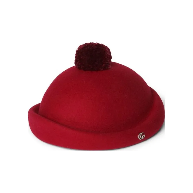 GUCCI Wool Velvet Ball Beanies Kids' Red-0