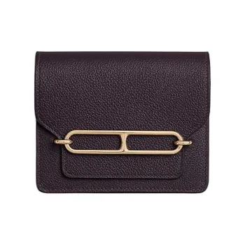 HERMES Roulis Evercolor Calfskin Fanny Pack Coin Purse Wallet Women's Dark Reddish Purple Hydrangea Pink