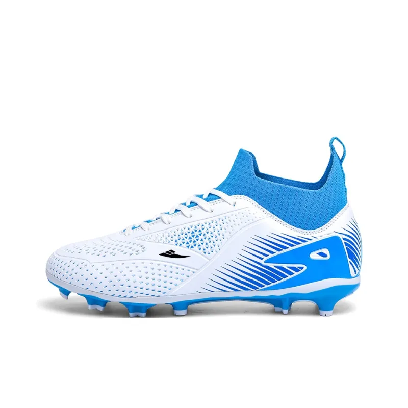Kuding Soccer Shoes Unisex Mid Top Aqua/White Blue/Black Green-3