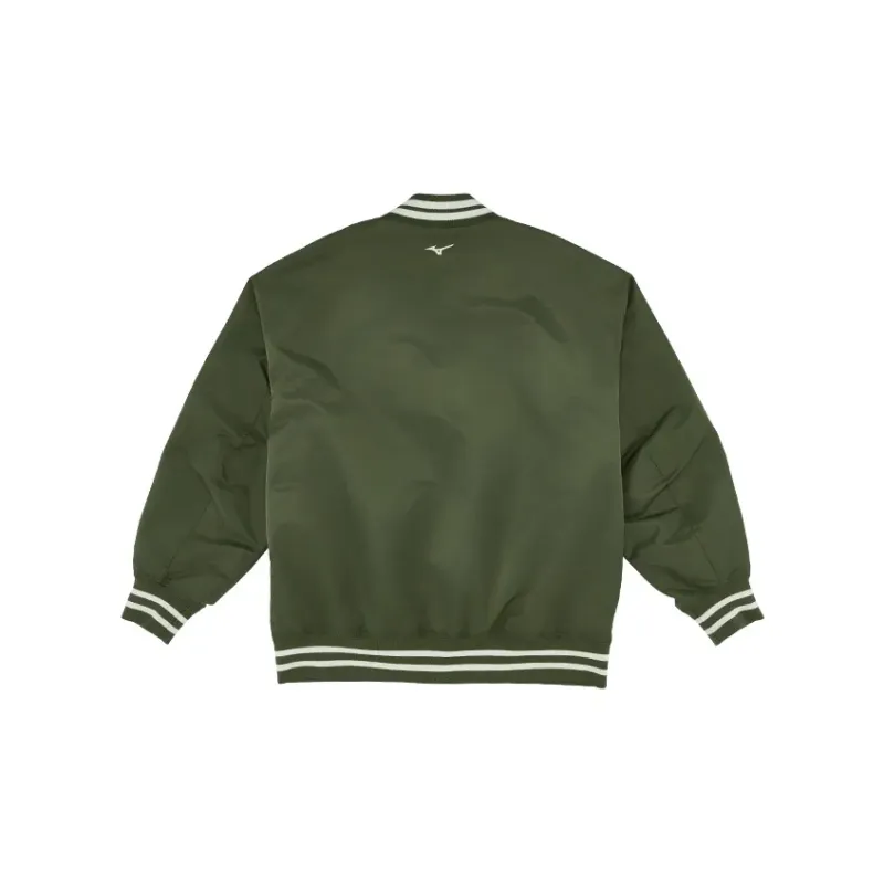 Mizuno Baseball Jacket Men's Forest Green With Free Necklaces-2