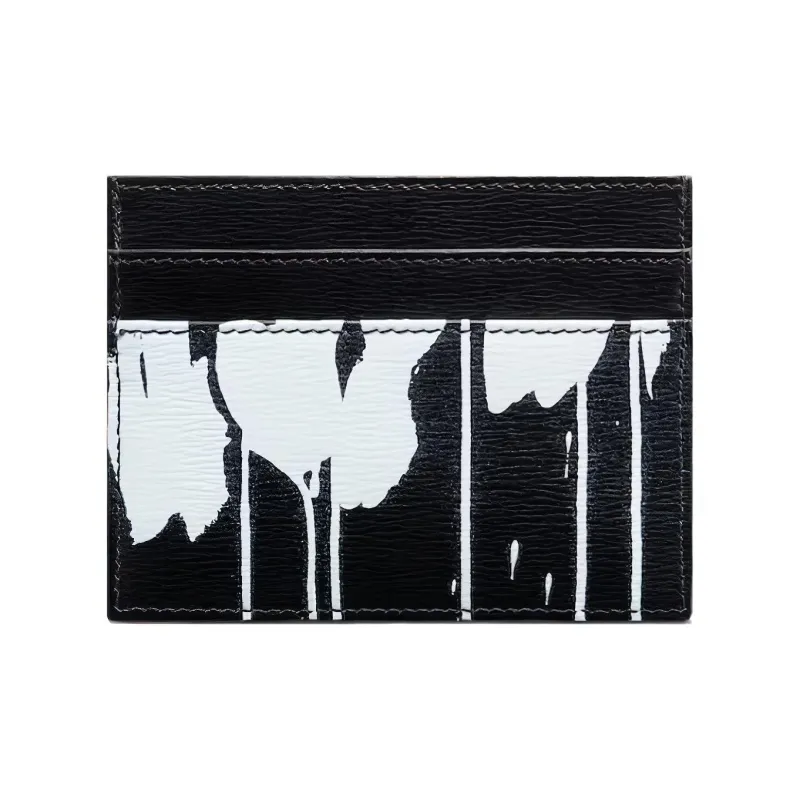 DIOR Raymond Pettibon Collaboration Calfskin Card Holder Regular Men's Black & White-1