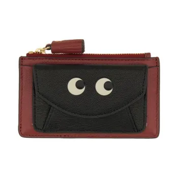 Anya Hindmarch Leather Card Holder Women's Black & Red & White