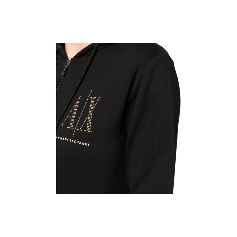 ARMANI EXCHANGE Rhinestone logo Zip up Hoodie-4