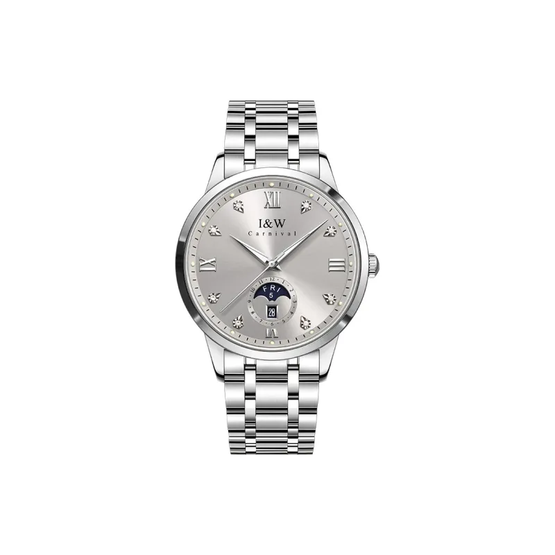 I&W CARNIVAL HWGUOJI Automatic Mechanical Movement Stainless Steel Strap Watch Men's Watches White Dial-7