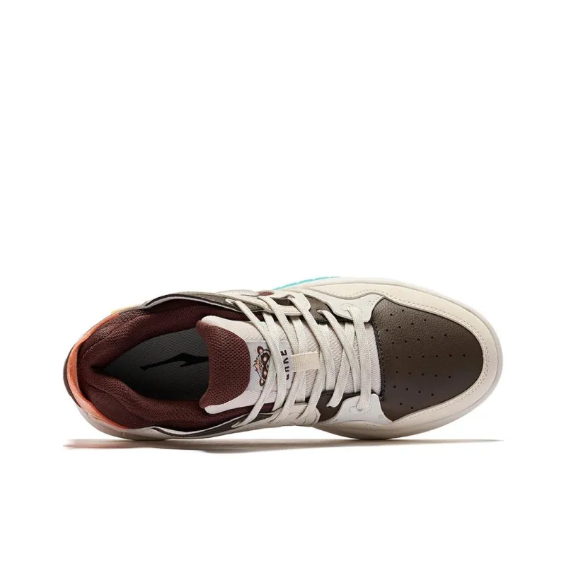 Erke Impression Panda 3 Wear-resistant And Lightweight Low-Top Skateboard Shoes Men's Deep Sandalwood Cream Gray-2