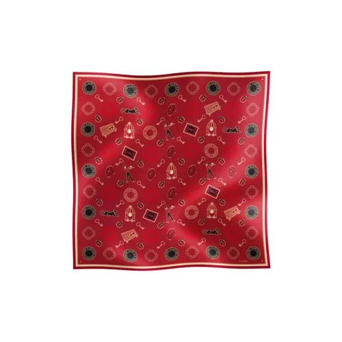 CARTIER Silk Silk Scarves Unisex Burgundy