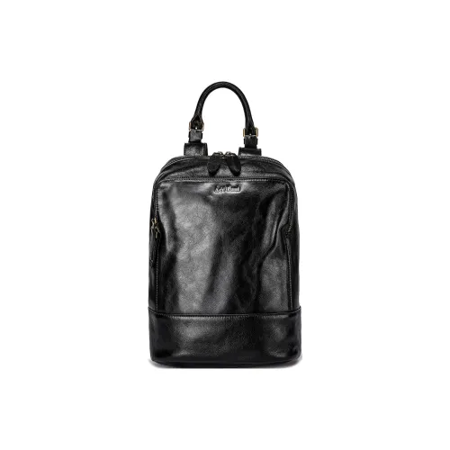Ace Paul Top Grain Cow Leather Backpack Regular Unisex Black