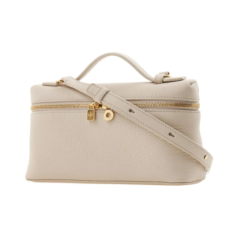Loro Piana ExtraPocket Cow Leather Makeup Bag, Shoulder Bag, Crossbody Bag, Handbag Women's Light Travertine-1