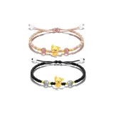 Scarf Puppy Silver Bracelet[Black Pink 1 Pair]