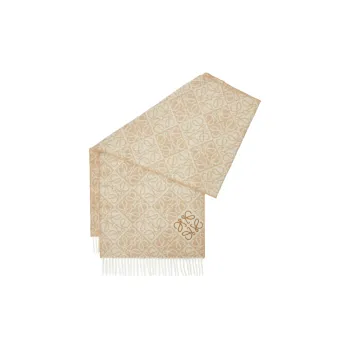 LOEWE Cashmere Wool Knit Scarves Women's Beige