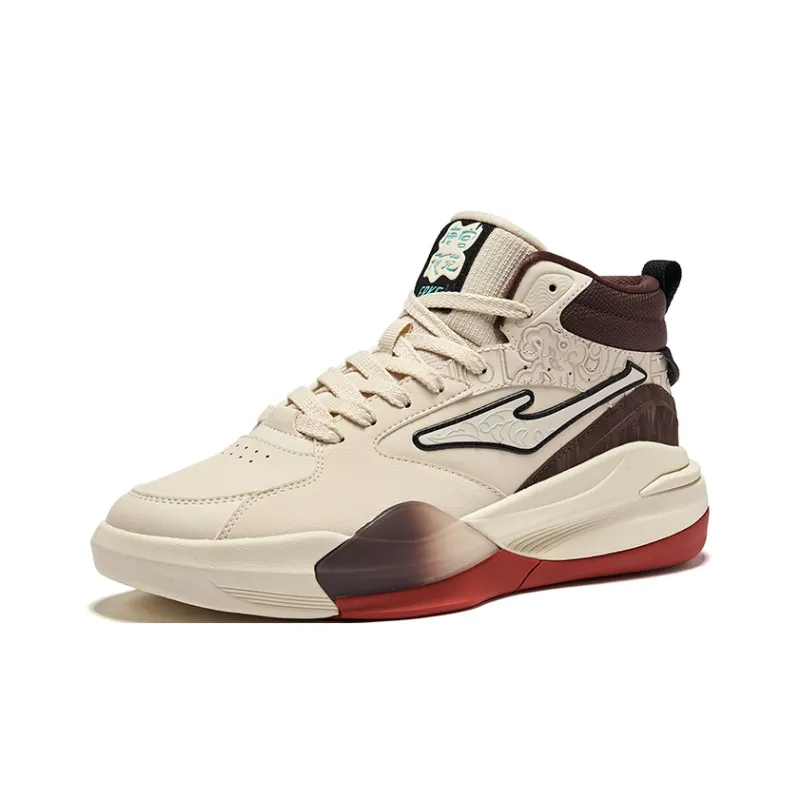 Erke Tang Palace Night Garden 3V2 Wear Resistant Slip Resistant High Top Skateboard Shoes Men's Warm Linen Coffee-2
