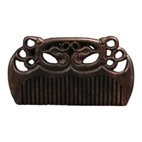 XIBI Handcrafted Carved Green Sandalwood Wood Peony Comb Hairdressing Tools Massage Scalp Hair Growth