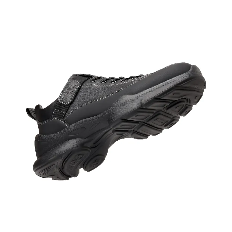 Mulinsen Black Warrior Cow Leather Warm Fleece-Lined Mountaineering Hook-and-Loop Men's Black-3