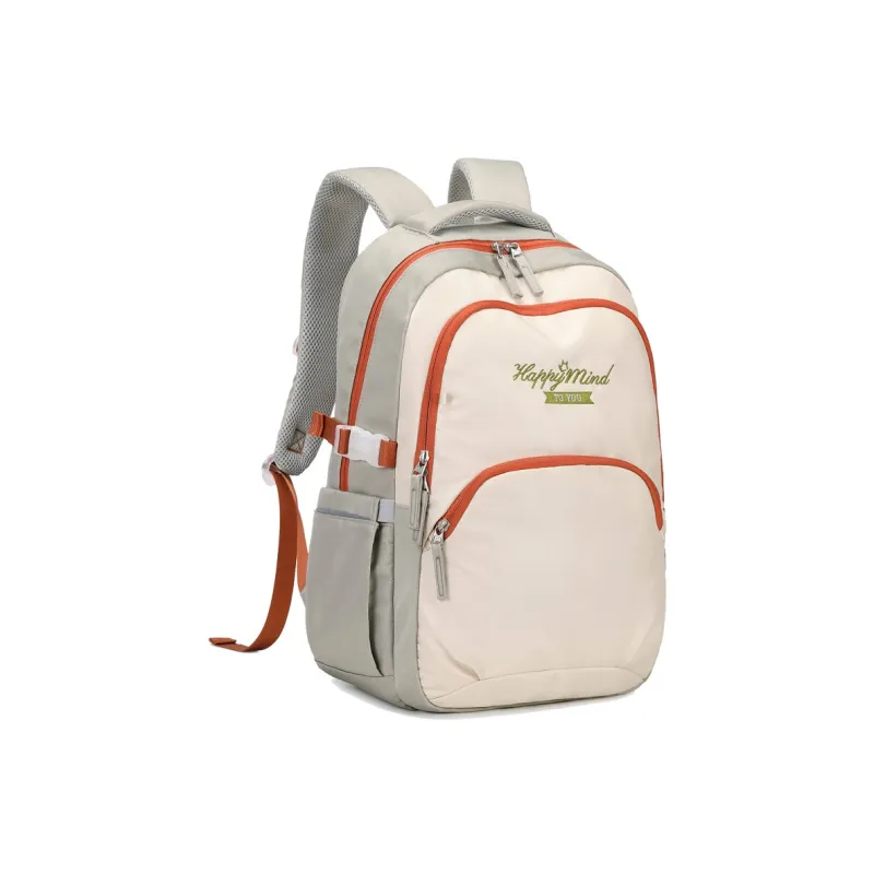 ZUOFEIFAN Nylon Backpack Women's Beige With Green-2