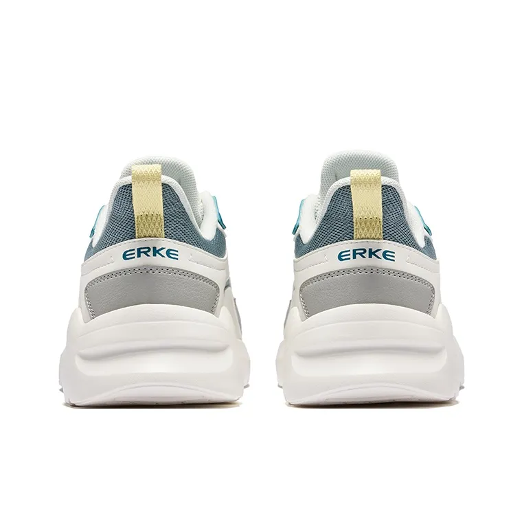 Erke Qiuyue Cushioning Wear-Resistant Low-Top Casual Shoes Men's Pale Blue Microcrystal White-4