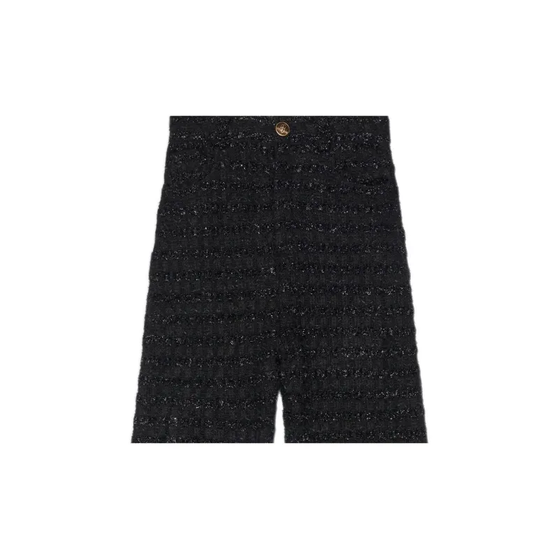 Balenciaga Lamé Effect Tweed Trousers 'Black'-5
