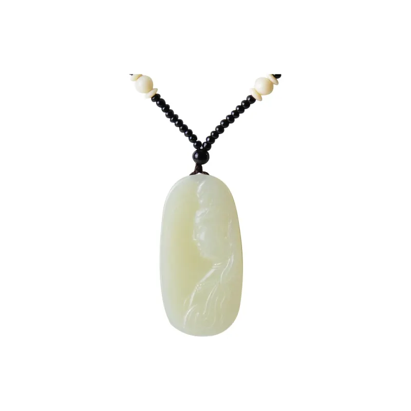 FENGFEIHUANG Hetian Jade Necklaces Pale Greenish White Jade Men's-0
