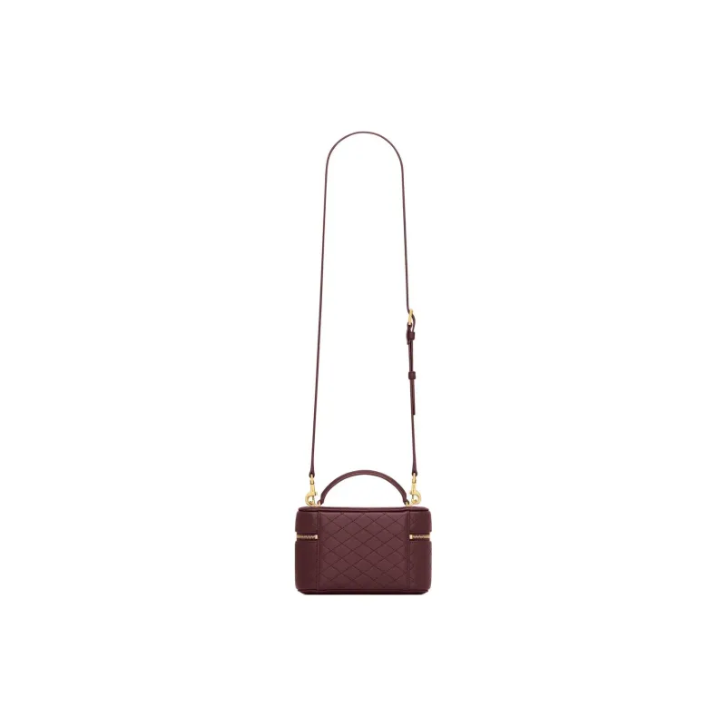 SAINT LAURENT Lambskin Portable Crossbody Bag, Shoulder Bag Women's Cabernet Sauvignon Red-3