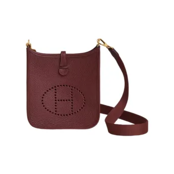 HERMES Evelyne Clemence Leather Shoulder Bag Crossbody Bag Mini Women's Caban Red