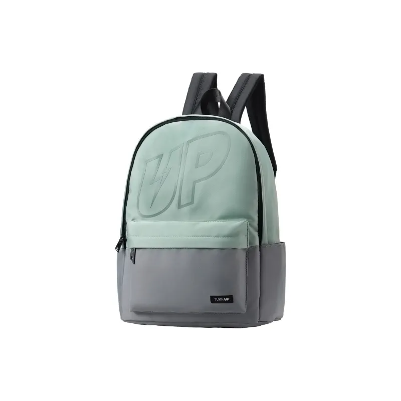 TURN UP Polyester Backpack Regular Unisex Green Gray-1