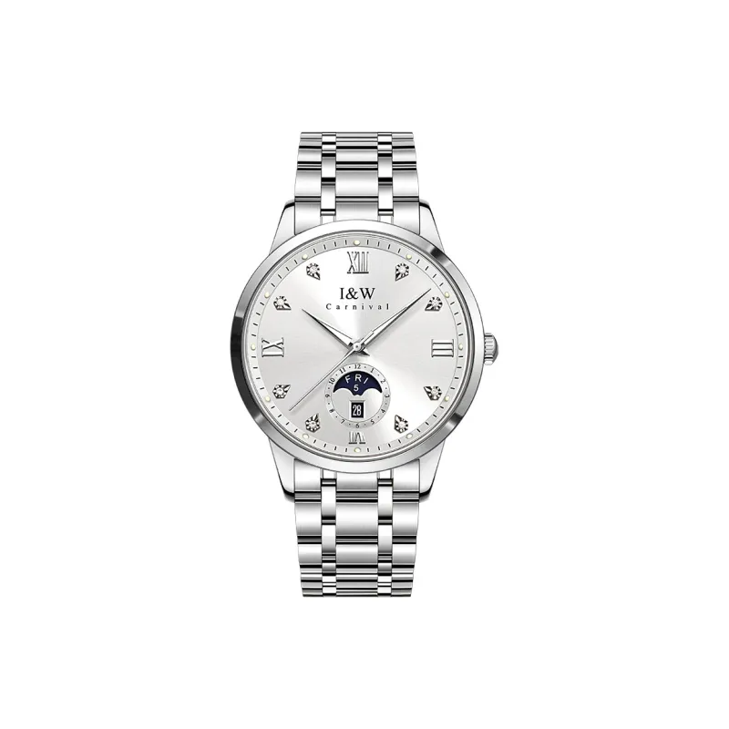 I&W CARNIVAL HWGUOJI Automatic Mechanical Movement Stainless Steel Strap Watch Men's Watches White Dial-0