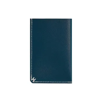 HERMES Box Calfskin Card Holder Women's 7P Bleu De Prusse Prussian Blue
