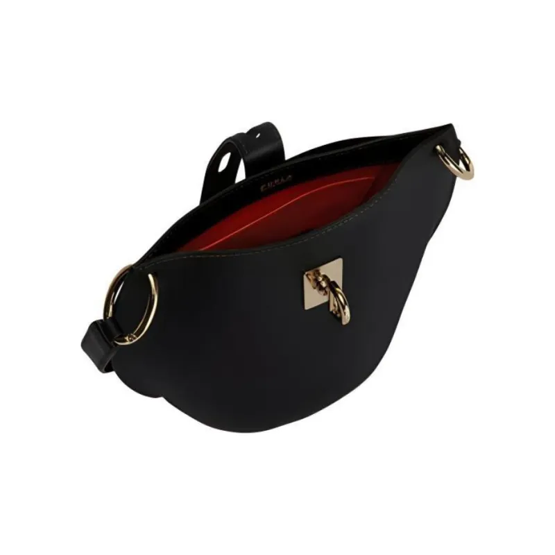 Furla Calfskin Shoulder Bag, Crossbody Bag Mini Women's Black-3