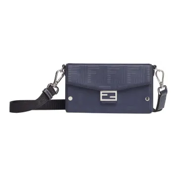 FENDI BaguetteTrunk Calfskin Shoulder Bag, Crossbody Bag Mini Men's Dark Blue
