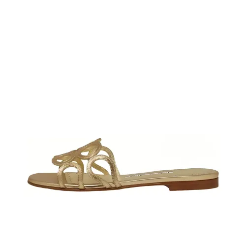 MANOLO BLAHNIK Slide Slippers Women's Gold