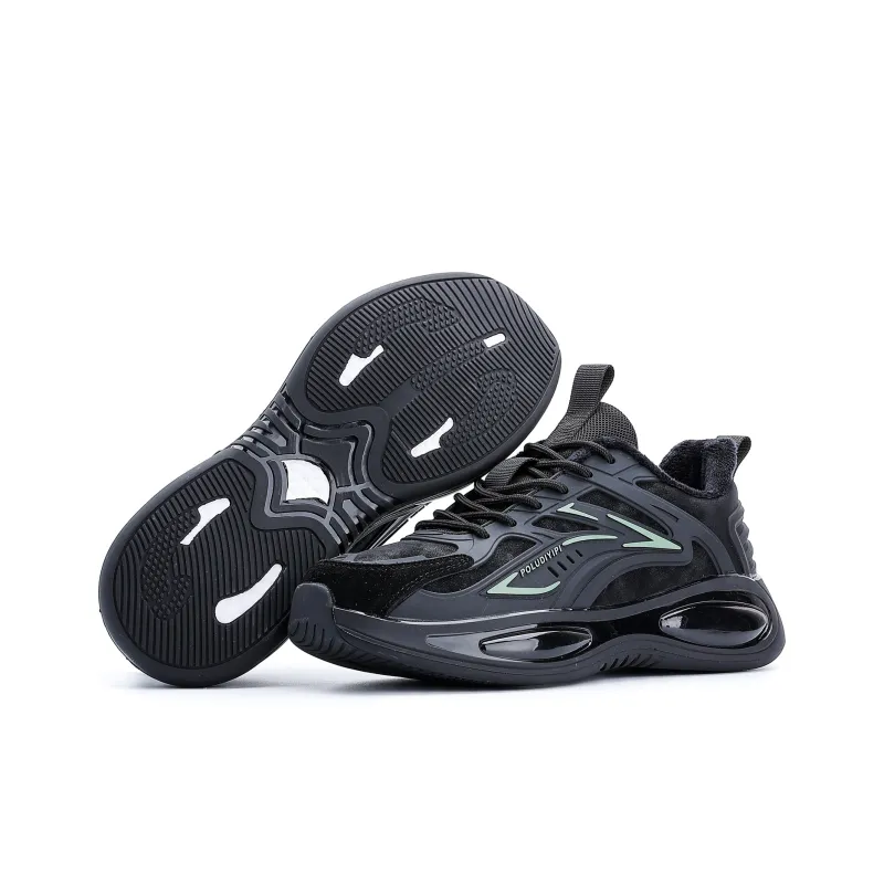 POLUDIYIPI Running Shoes Men Low Top Black Pea Green-2