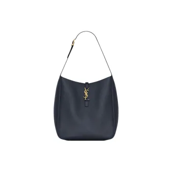 SAINT LAURENT Calfskin Handbag, Shoulder Bag Large Size Women's Marine Blue