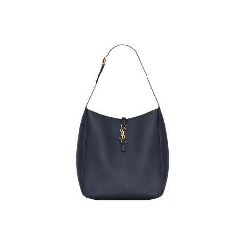SAINT LAURENT Calfskin Handbag, Shoulder Bag Large Size Women's Marine Blue
