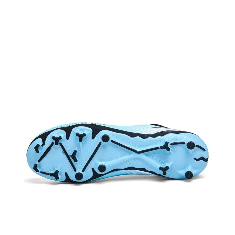 Kuding Soccer Shoes Unisex Mid Top Aqua/White Blue/Black Green-2