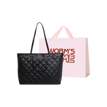 Worm's Home Synthetic Leather Tote Bag Shopping Bag Shoulder Bags Women's Black/Burgundy/Coffee