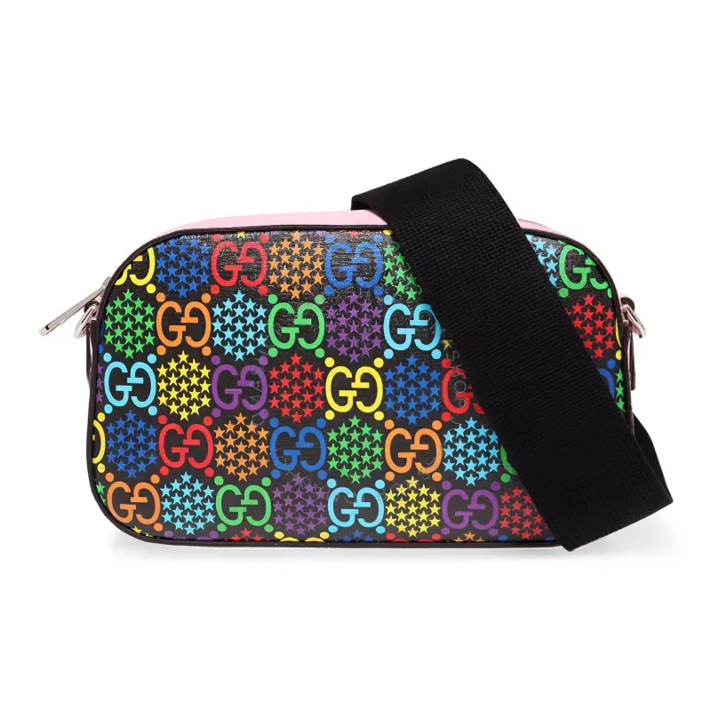 GUCCI Leather Camera Bag Shoulder Bag Crossbody Bag Small Size Women's Pink/Multicolor-1
