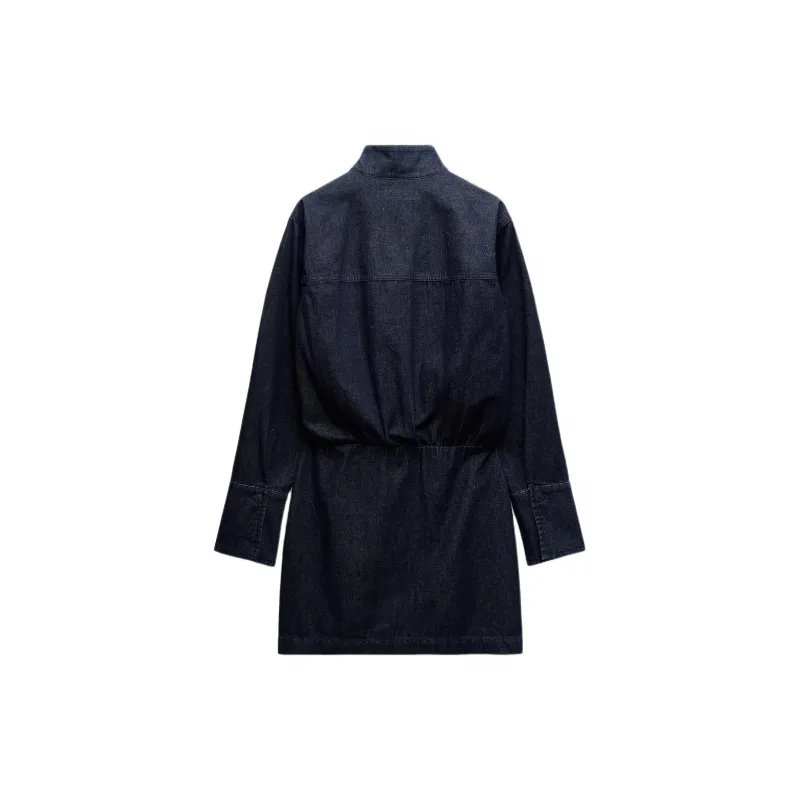 ZARA ZW Series Long Sleeved Dress Women's Blue-1