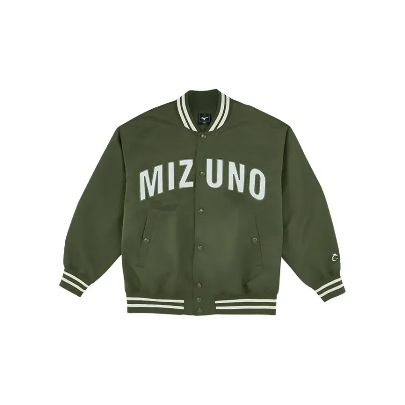Mizuno Baseball Jacket Men's Forest Green With Free Necklaces-1
