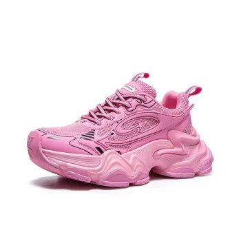 PONGFINITY Slip Resistant Cushioning Wear Resistant Low Top Chunky Sneakers Women's Peach Pink