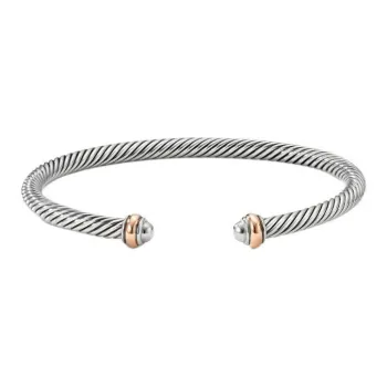 David Yurman 18kt Rose Gold And Sterling Silver Classic Cable Bracelet 4mm