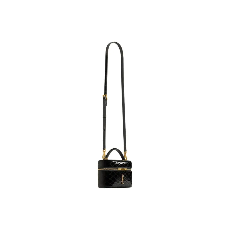 SAINT LAURENT Lambskin Makeup Bag, Shoulder Bag, Crossbody Bag, Handbag Women's Black-1