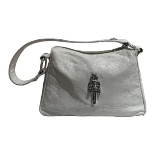 Chrome Hearts Waxed Leather Chicken Block Bag Shoulder Bag Crossbody Bag Regular Women's White